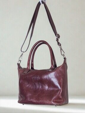 Vintage Valentina Brown Leather Tote Crossbody Bag Made in Italy